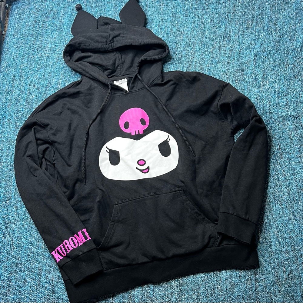 Hot Topic Sanrio Kuromi 3D Ears Pullover Hoodie in Black Pink White